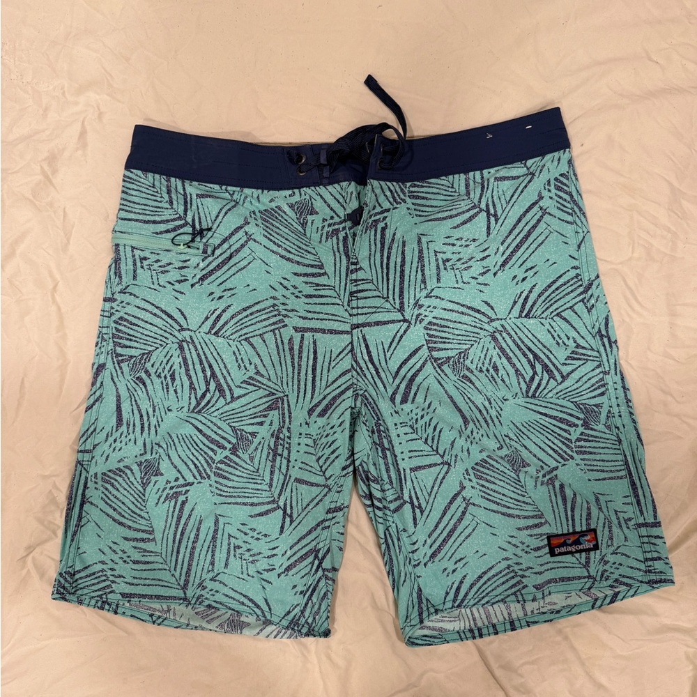 Patagonia Teal Tropical Pattern Swim Shorts